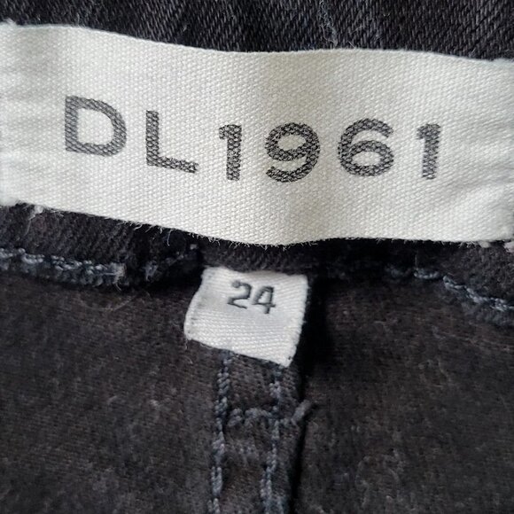 DL1961 Mara Jeans Size 24 25X27 Black Straight Ankle Frayed Hem Low Rise USA - Picture 7 of 16